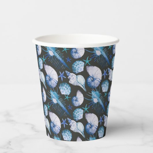 Gobelets En Papier Coraux avec Motif de coquillages (Recto)