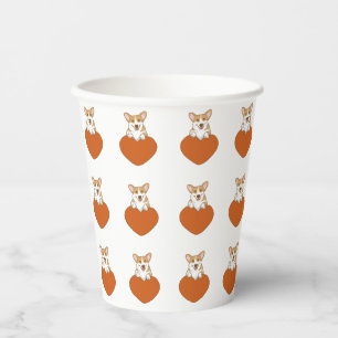 Gobelets En Papier Corgi avec mignonne de coeur