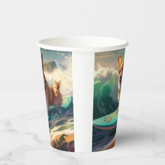 Gobelets En Papier Corgi Beach Surf Peinture (Droite)
