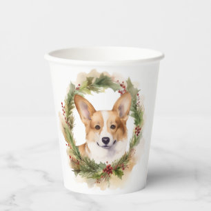Gobelets En Papier Corgi Christmas Wreath Festive Pup