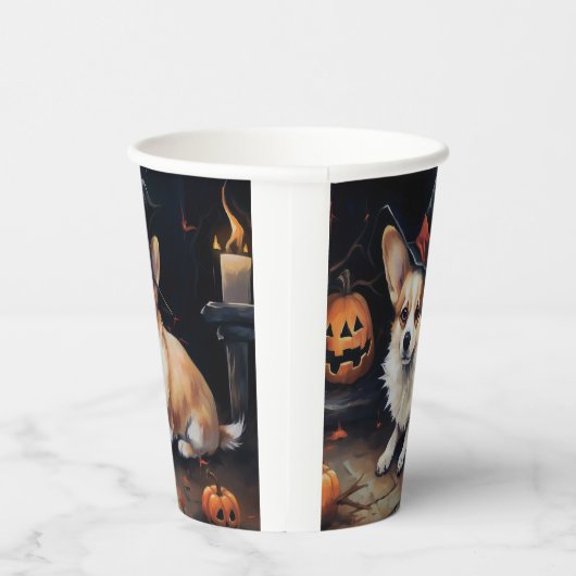 Gobelets En Papier Corgi Citrouille Halloween effroi (Droite)