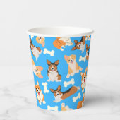Gobelets En Papier Corgi Cute Motif bleu (Verso)