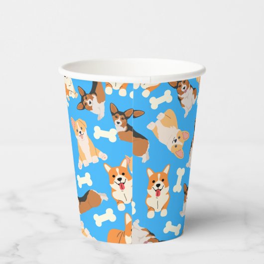 Gobelets En Papier Corgi Cute Motif bleu (Droite)