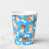 Gobelets En Papier Corgi Cute Motif bleu (Recto)
