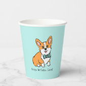 Gobelets En Papier Corgi d'anniversaire personnalisé (Recto)