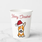 Gobelets En Papier Corgi dog puppy Pembroke Welsh Christmas Santa hat (Verso)