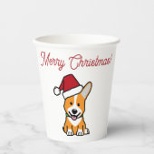 Gobelets En Papier Corgi dog puppy Pembroke Welsh Christmas Santa hat (Recto)