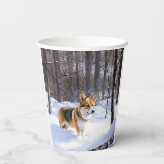 Gobelets En Papier Corgi laisse neiger Noël (Verso)