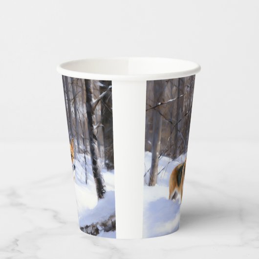 Gobelets En Papier Corgi laisse neiger Noël (Gauche)