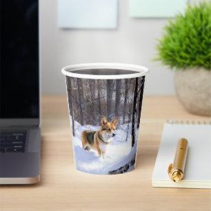 Gobelets En Papier Corgi Laissez Tomber La Neige Noël