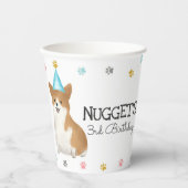 Gobelets En Papier Corgi Lets Pawty Chien Anniversaire Party Blue Pap (Recto)