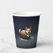 Gobelets En Papier Corgi neige de Noël hiver (Recto)