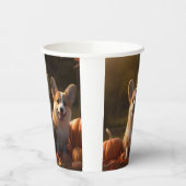 Gobelets En Papier Corgi Puppy Automne Citrouille de plaisir (Gauche)