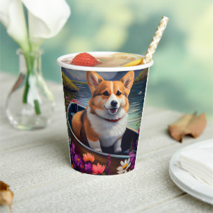 Gobelets En Papier Corgi sur une pagaie : Une aventure panoramique