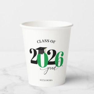 Gobelets En Papier Corte de 2026 Typographie moderne Vert Diplômé