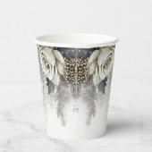 Gobelets En Papier Cortège de mariage aquarelle roses blanches argent (Droite)