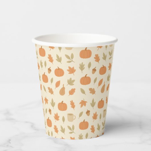 Gobelets En Papier Cosy épice Citrouille Automne Motif sans couture (Recto)