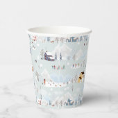 Gobelets En Papier Cosy Winter Wonderland Village de patinage sur gla (Droite)