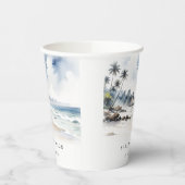 Gobelets En Papier Côte Bali Beach Palm Tree Mariage d'aquarelle (Gauche)