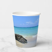 Gobelets En Papier Côte tropicale de plage avec un Big Rock (Verso)