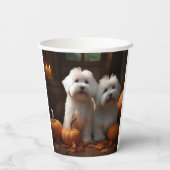 Gobelets En Papier Coton De Tulear Chiot Automne Citrouille délice (Verso)