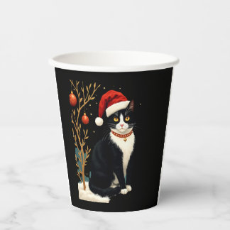Gobelets En Papier Cottagecore Tuxedo Cat Funny Xmas Aesthetic Santa 