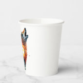 Gobelets En Papier Coucher de soleil à double exposition du loup hurl (Gauche)