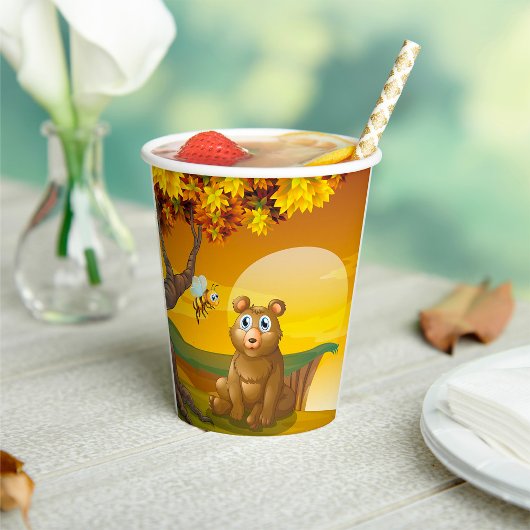 Gobelets En Papier Coucher de soleil de l'ours Brown