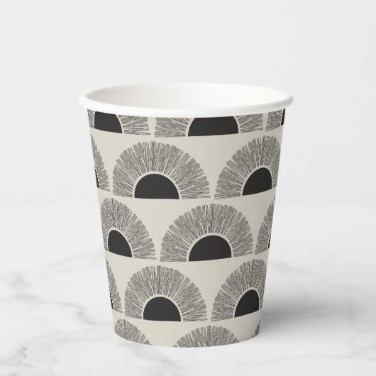 Gobelets En Papier Coucher de soleil noir et beige moderne Motif d'ar (Recto)
