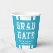 Gobelets En Papier Couleur de fond modifiable Diplômé Varsity (Recto)