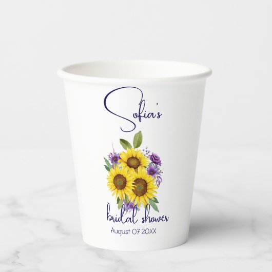 Gobelets En Papier Couleur de tournesol fleur sauvage jaune (Recto)