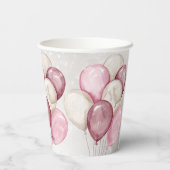 Gobelets En Papier Couleur d'eau rose Ballons Party (Verso)