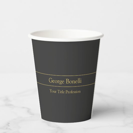Gobelets En Papier Couleur or gris classique Personnaliser personnell (Recto)