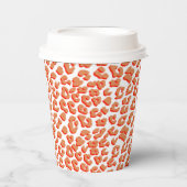 Gobelets En Papier Couleur orange et Empreinte de léopard blanc (Recto)