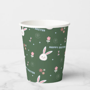 Gobelets En Papier Couleur Pastel mignonne Lapin de Pâques Floral