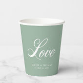Gobelets En Papier Couleur personnalisée Élégant Amour Cursif (Verso)
