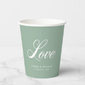 Gobelets En Papier Couleur personnalisée Élégant Amour Cursif (Recto)