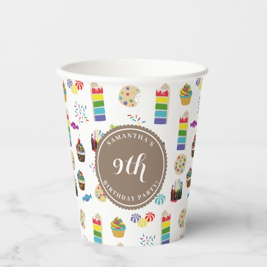 Gobelets En Papier Couleur Rainbow Cake Sprinkles Anniversaire (Recto)
