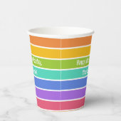 Gobelets En Papier Couleurs arc-en-ciel texte personnalisé (Droite)