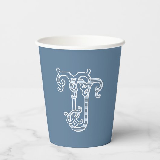 Gobelets En Papier COULEURS ÉDITABLES TJ Monogramme JT Monogrammes Co (Verso)