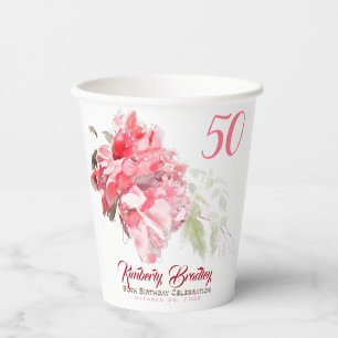 Gobelets En Papier Couleurs originales Peony 50th Birthday Party Pc