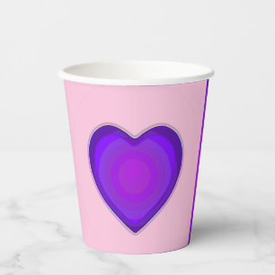 Gobelets En Papier Couleurs pastel & coeurs violets battre