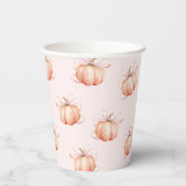Gobelets En Papier Coupe Baby shower Citrouille Bow rose (Verso)