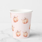 Gobelets En Papier Coupe Baby shower Citrouille Bow rose (Droite)