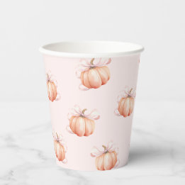 Gobelets En Papier Coupe Baby shower Citrouille Bow rose