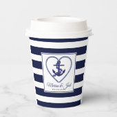 Gobelets En Papier Coupe Bleue Et Papier Ancre (Verso)