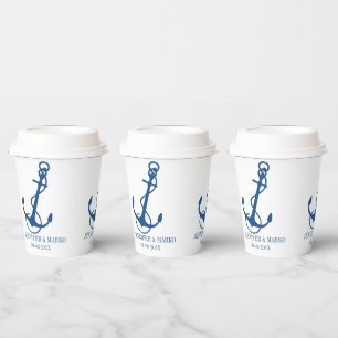 Gobelets En Papier Coupe d'Ancre en papier bleu nautique
