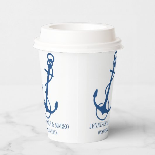 Gobelets En Papier Coupe d'Ancre en papier bleu nautique (Droite)