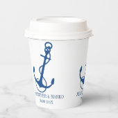 Gobelets En Papier Coupe d'Ancre en papier bleu nautique (Recto)