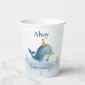 Gobelets En Papier Coupe d'anniversaire Ahoy Little Sailor | Baleine (Recto)